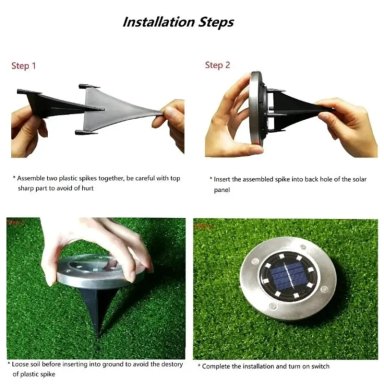PACK X4 LUZ OEM SOLAR 8 LED CON ESTACA EXTERIOR JARDÍN - 3