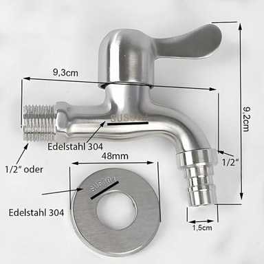 GRIFO DE ACERO INOXIDABLE, LLAVE DE PASO 1/2 - 3