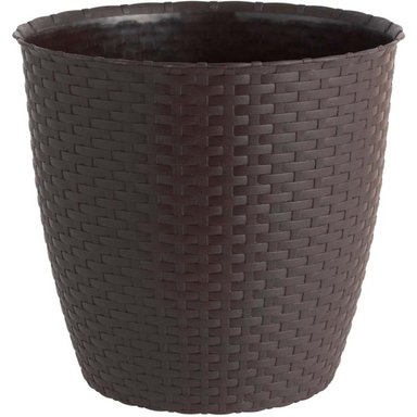 MACETA REDONDA ESTILO RATAN 18×16 CM MARRON MORO – REYPLAST - 1