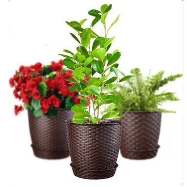 MACETA REDONDA ESTILO RATAN 18×16 CM MARRON MORO – REYPLAST - 2