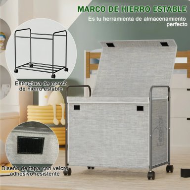CESTO ORGANIZADOR MULTIUSO ROPA JUGUETES CON RUEDAS - 4