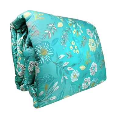 PLUMON ESTAMPADO 2 PLAZAS / FLORES TURQUESA – KEY HOME - 1