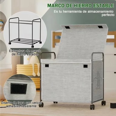 CESTO ORGANIZADOR MULTIUSO ROPA JUGUETES CON RUEDAS - 2