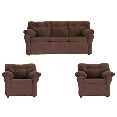 JUEGO LIVING MUEBLES AMÉRICA 311 TELA CHOCOLATE - 1