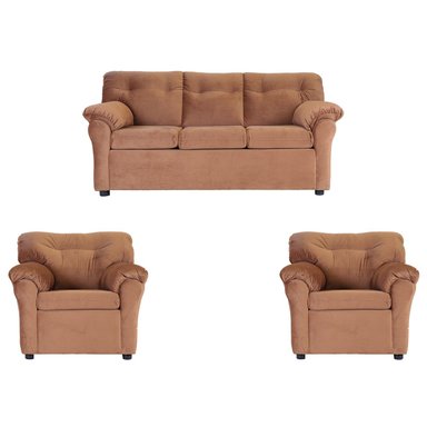 JUEGO LIVING MUEBLES AMÉRICA 311 TELA TOSTADO - 1