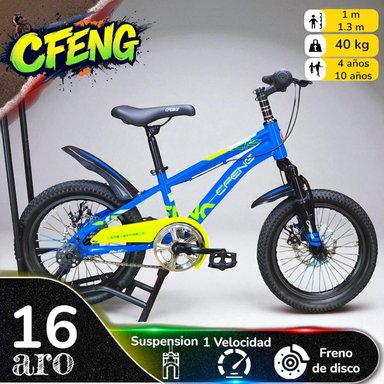 BICICLETA ARO 16 CFBIKE CFENG AZUL AMARILLO - 1