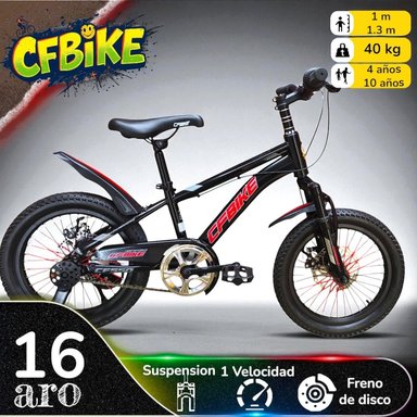 BICICLETA ARO 16 CFBIKE CON DISCO EN COLOR NEGRO - 1