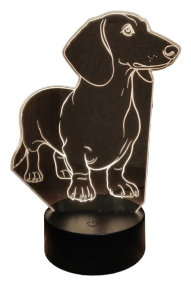 LAMPARA ILUSION 3D PERRO SALCHICHA (DACHSHUND) DE 7 COLORES - 1
