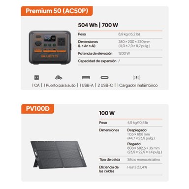 KIT CENTRAL DE ENERGÍA + PANEL SOLAR PORTÁTIL BLUETTI - 4