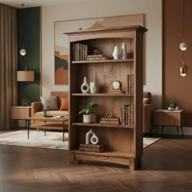 MUEBLE MODULAR LIBRERO REPISA MADERA COLOR NOGAL - 1
