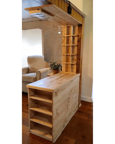 ISLA DE COCINA MANSUN EN MADERA MACIZA REPISA RAZONES, COPAS - 1
