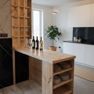 ISLA DE COCINA MANSUN EN MADERA MACIZA REPISA RAZONES, COPAS - 3