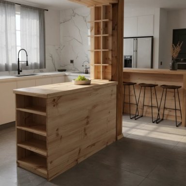 ISLA DE COCINA MANSUN EN MADERA MACIZA REPISA RAZONES, COPAS - 5