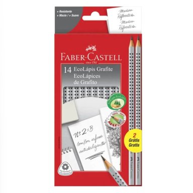 PACK 3 cajas  ECOLAPICES FABER CASTELL  N° 2 triangular HB puntos antideslizantes - 2