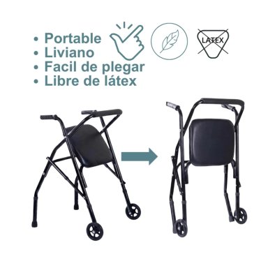 ANDADOR, BURRITO CON ASIENTO Y 2 RUEDAS PLEGABLE - 4