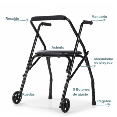 ANDADOR, BURRITO CON ASIENTO Y 2 RUEDAS PLEGABLE - 5
