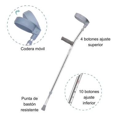 BASTON CANADIENSE AJUSTABLE CON CODERA MOVIL - 3