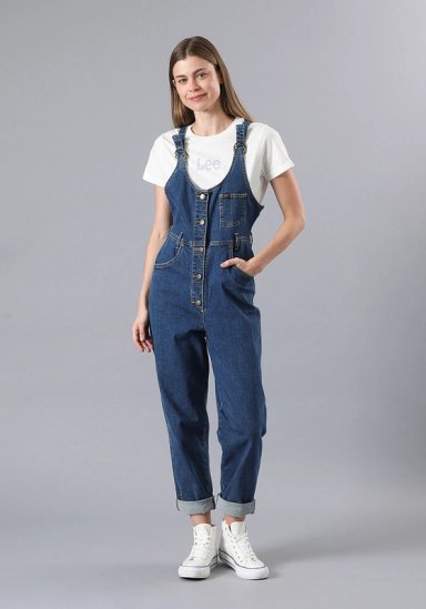 JARDINERA RELAXED FIT MOM BIB AZUL MEDIO - 2