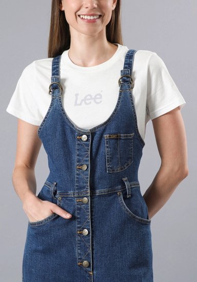 JARDINERA RELAXED FIT MOM BIB AZUL MEDIO - 4