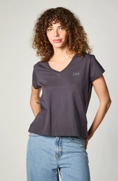 POLERA MUJER RELAXED V NECK GREY - 1