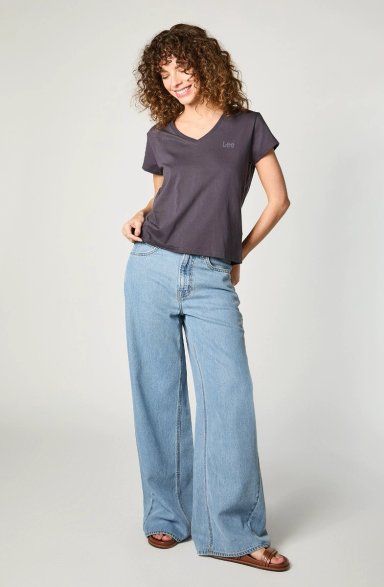 POLERA MUJER RELAXED V NECK GREY - 4