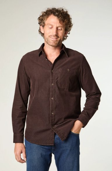 CAMISA HOMBRE 1 POCKET CORDUROY REGULAR FIT CAFE  OSCURO - 1