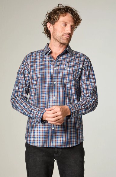 CAMISA HOMBRE 1 POCKET POPLIN REGULAR FIT AZUL - 1