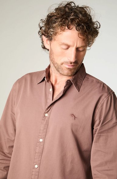 CAMISA HOMBRE LS NO POCKET REGULAR FIT CAFE - 3