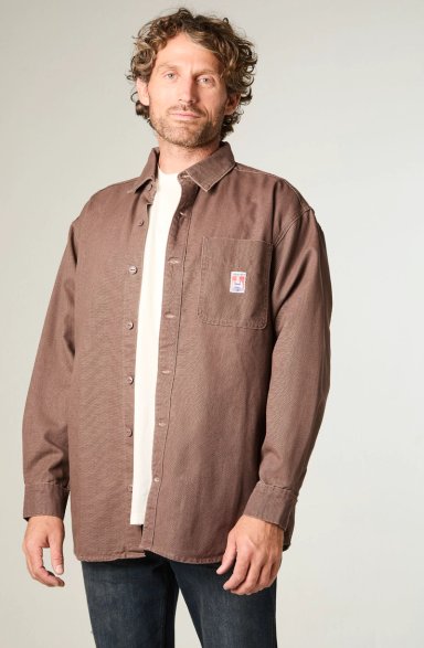 SOBRECAMISA HOMBRE 1 POCKET OVERSIZE FIT CAFE - 2
