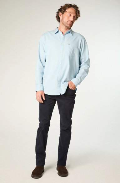PANTALON HOMBRE GREENSBORO TWILL STRAIGHT TIRO MEDIO AZUL - 4