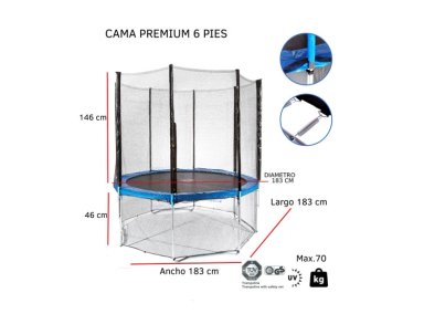 CAMA ELASTICA KIDSCOOL 1.83 MTS ALTO 1.4 MT (4.5 PIES) - 10