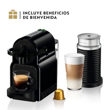 COMBO CAFETERA NESPRESSO CÁPSULA INISSIA D40 NEGRA + ESPUMADOR LECHE - 1