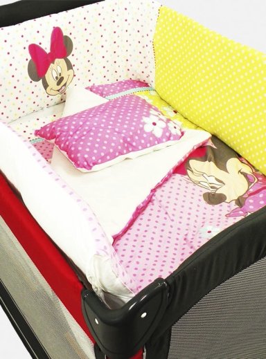 SET CUNA BEBESIT MICKEY MOUSE ALGODÓN ROSADO - 1