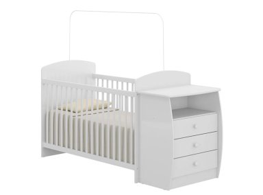 CUNA KIDSCOOL BAMBINI CON MUDADOR MADERA BLANCO - 1