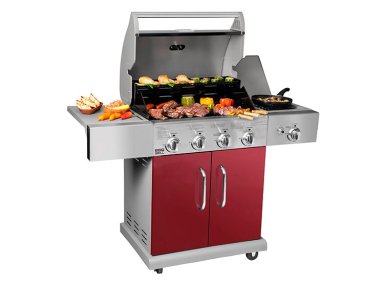 PARRILLA A GAS BBQ GRILL TEXAS 4 QUEMADORES + QUEMADOR LATERAL INFRARROJO BURDEO - 4