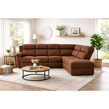 SOFÁ SECCIONAL RIPLEY HOME RECLINABLE MOON DERECHO CHOCOLATE - 1