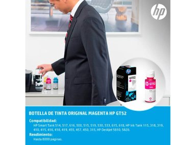 BOTELLA TINTA HP ORIGINAL GT52 MAGENTA 70ML - 5