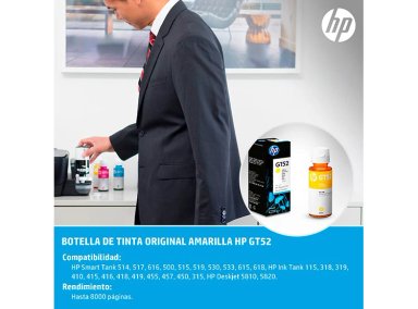 BOTELLA TINTA HP ORIGINAL GT52 AMARILLO 70ML - 5