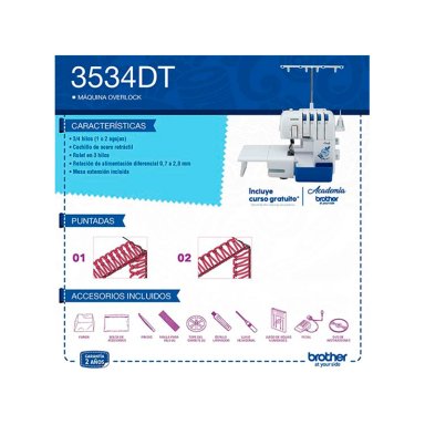 MÁQUINA OVERLOCK BROTHER 3534DT CON 3/4 HILOS CON 1 O 2 AGUJAS - 7