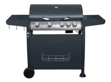 PARRILLA A GAS BBQ GRILL INDIANA 4 QUEMADORES + QUEMADOR LATERAL NEGRO - 1