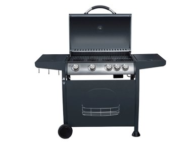 PARRILLA A GAS BBQ GRILL INDIANA 4 QUEMADORES + QUEMADOR LATERAL NEGRO - 2
