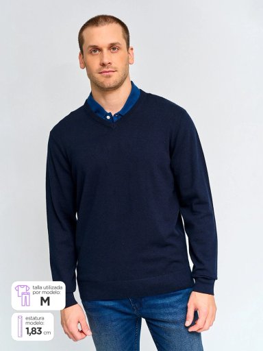 SWEATER HOMBRE KENNETH STEVENS ALGODÓN CUELLO EN V - 1