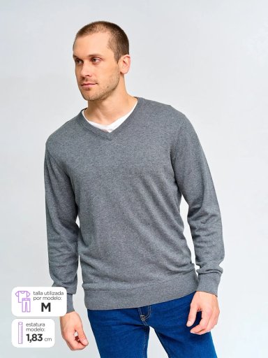 SWEATER HOMBRE KENNETH STEVENS ALGODÓN CUELLO EN V - 1