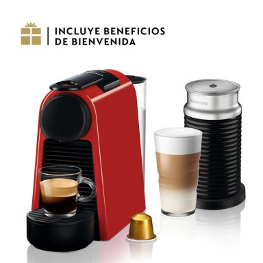COMBO CAFETERA NESPRESSO CÁPSULA ESSENZA MINI D30 ROJO + ESPUMADOR LECHE - 1