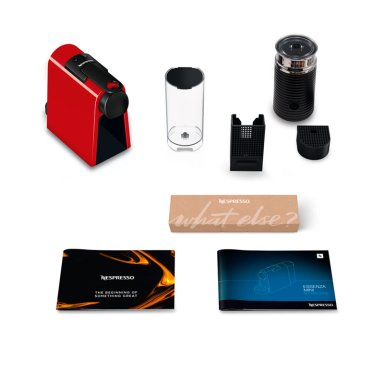COMBO CAFETERA NESPRESSO CÁPSULA ESSENZA MINI D30 ROJO + ESPUMADOR LECHE - 12