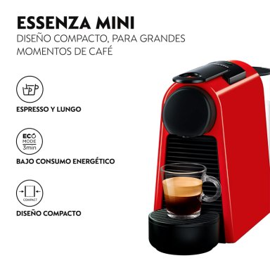 COMBO CAFETERA NESPRESSO CÁPSULA ESSENZA MINI D30 ROJO + ESPUMADOR LECHE - 4