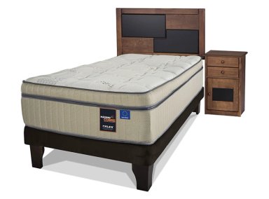 JUEGO DE DORMITORIO FLEX CAMA EUROPEA MAXIMO COBRE 1.5 PLAZAS CHOCOLATE + SET COLONIA - 1