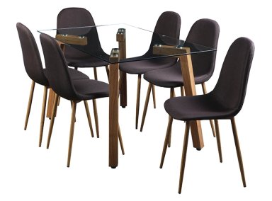 JUEGO DE COMEDOR SPAZZIO JOCKEY NATURAL CAFE 6S - 1