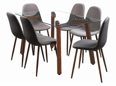 JUEGO DE COMEDOR SPAZZIO JOCKEY NOGAL CANELA 6S - 1