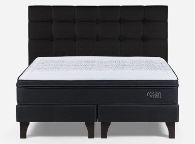 JUEGO DE DORMITORIO ROSEN CAMA EUROPEA TEMPO BD 2 PLAZAS + RESPALDO ISSEY GRAFITO - 1